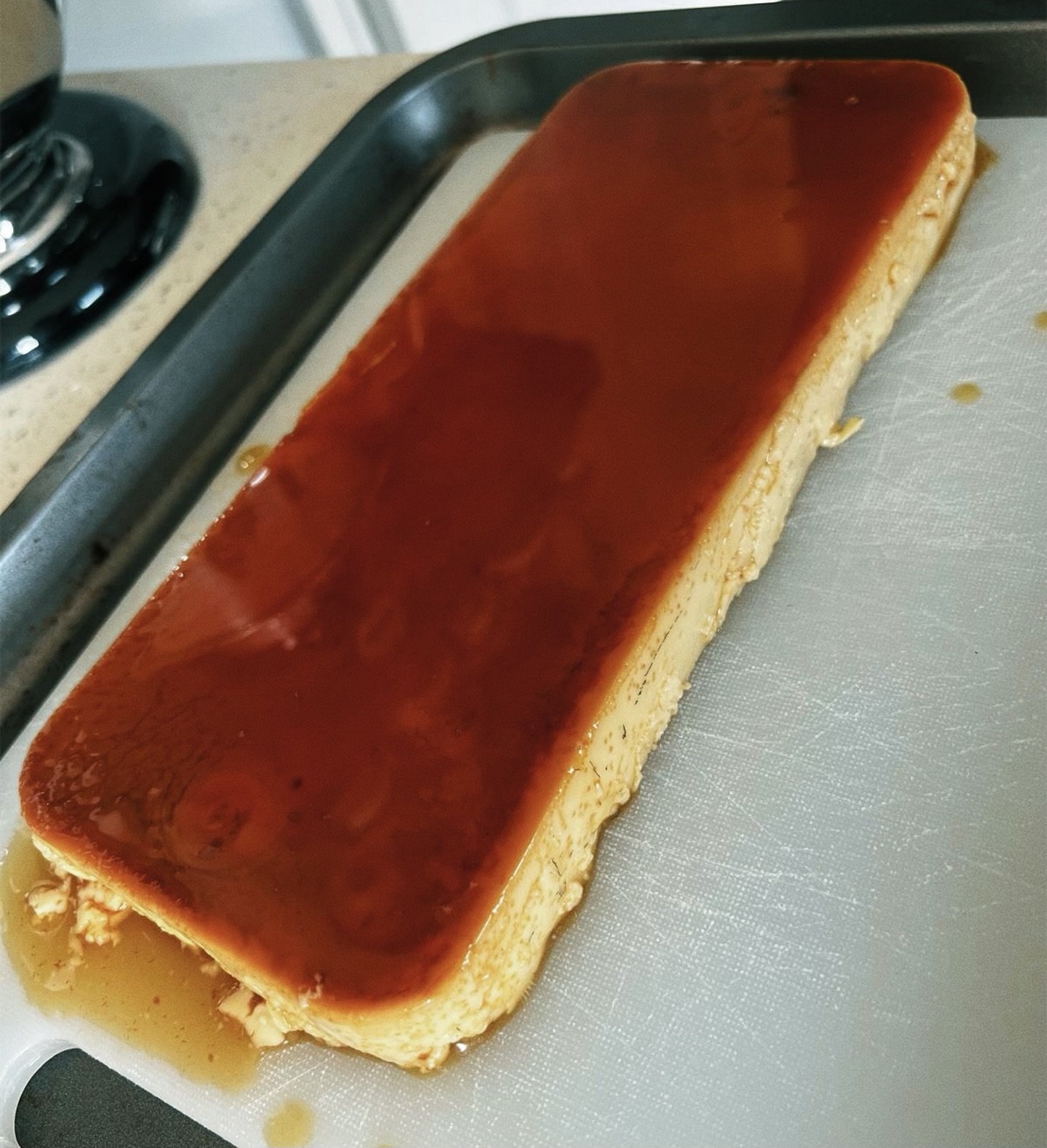 Caramel-topped dessert, view 2